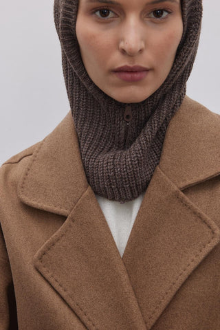 Fermuarlı Kadın Balaclava Bere Kahverengi