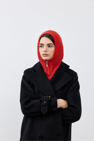 Fermuarlı Kadın Balaclava Bere Şeftali