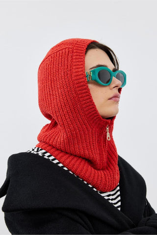 Fermuarlı Kadın Balaclava Bere Şeftali