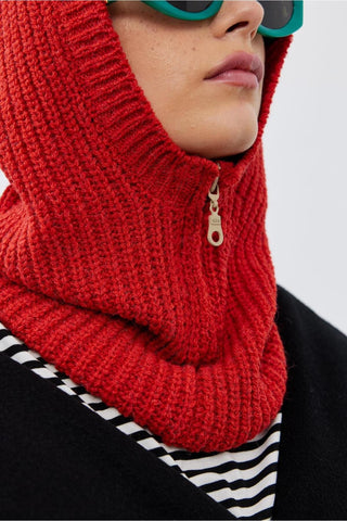 Fermuarlı Kadın Balaclava Bere Şeftali