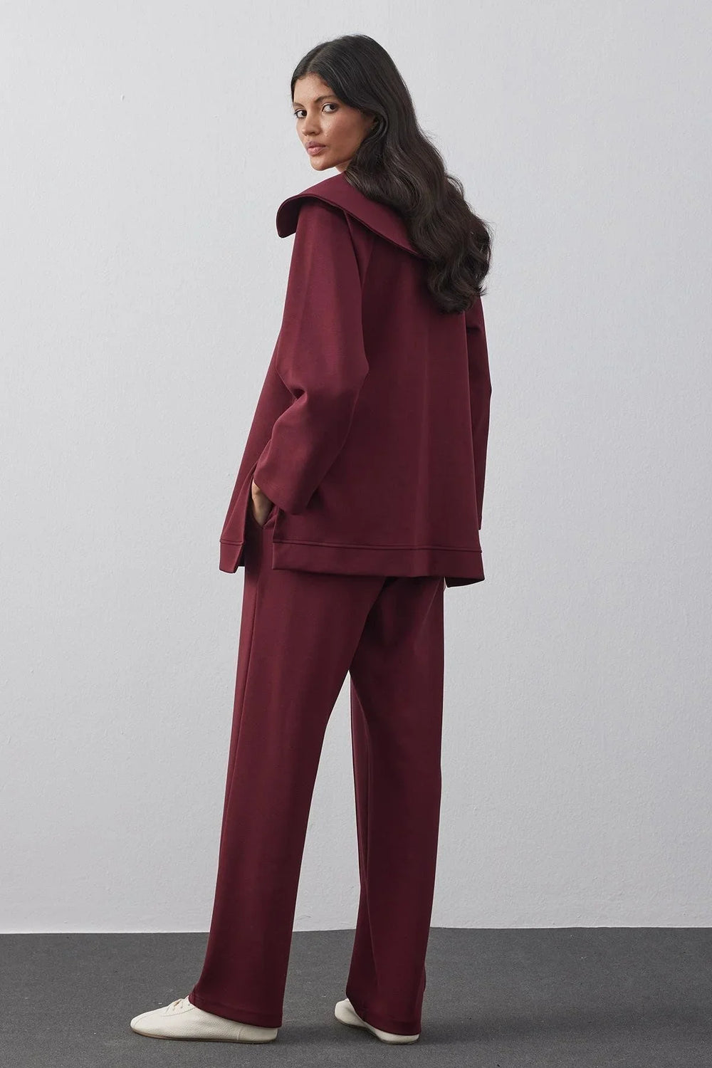Zippered Modal Scuba Suit Claret Red