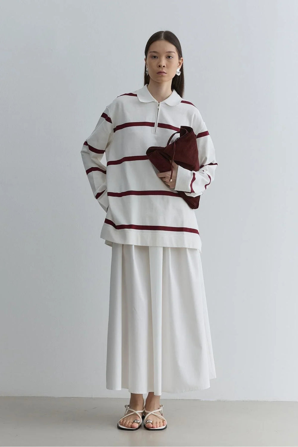 Fermuarlı Premium Sweatshirt Bordo