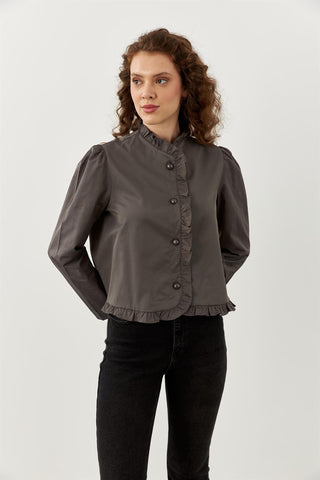 Fırfırlı Ceket Gri