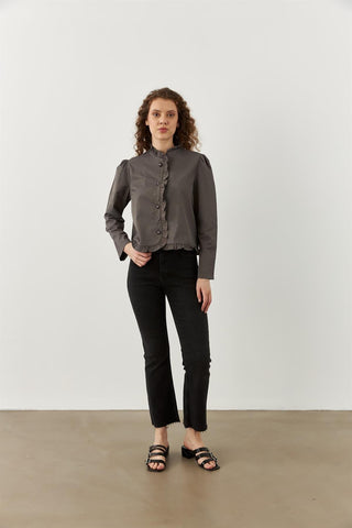 Fırfırlı Ceket Gri