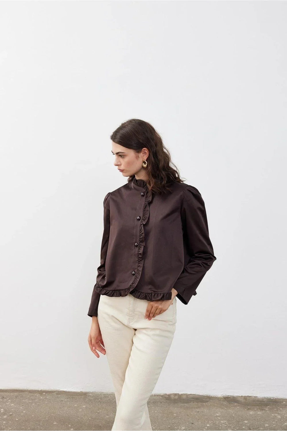 Ruffled Jacket Brown