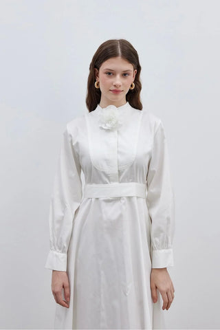 Fit Kesim Elbise Ekru