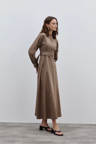 Fit Kesim Elbise Kahverengi - Fahhar Design