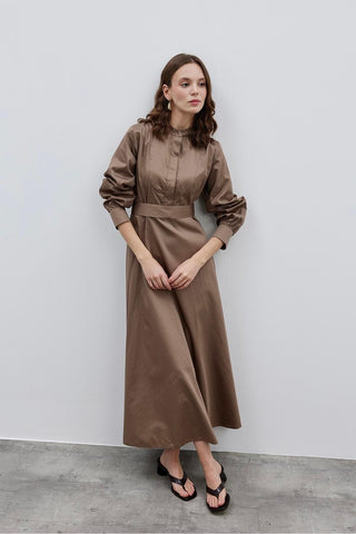 Fit Kesim Elbise Kahverengi - Fahhar Design