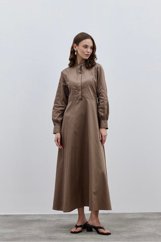 Fit Kesim Elbise Kahverengi - Fahhar Design