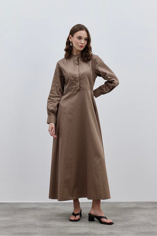 Fit Kesim Elbise Kahverengi - Fahhar Design