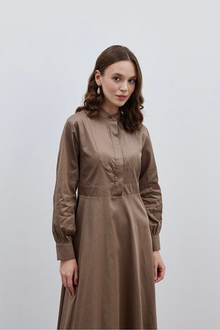 Fit Kesim Elbise Kahverengi - Fahhar Design