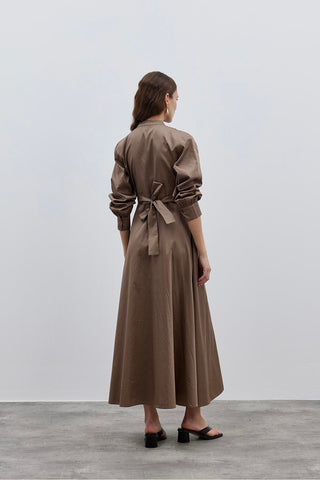 Fit Kesim Elbise Kahverengi - Fahhar Design