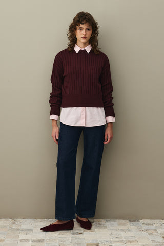 Fitilli Basic Crop Kazak Bordo