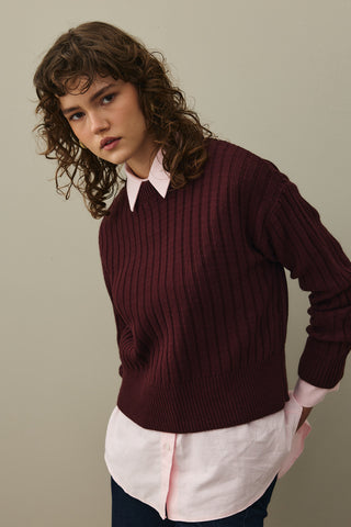 Fitilli Basic Crop Kazak Bordo