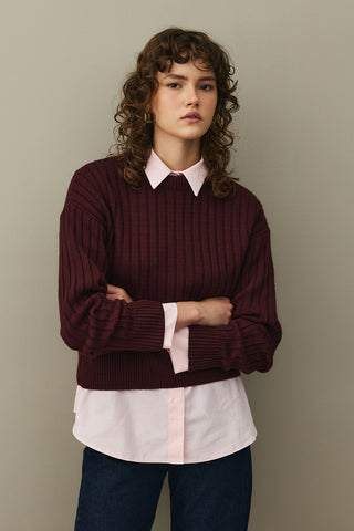 Fitilli Basic Crop Kazak Bordo