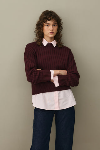 Fitilli Basic Crop Kazak Bordo