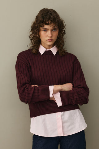 Fitilli Basic Crop Kazak Bordo