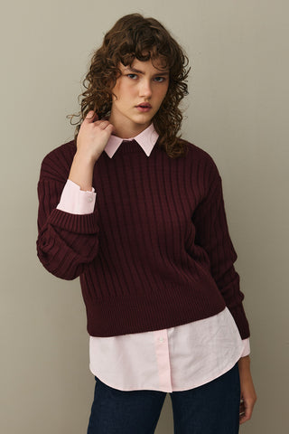 Fitilli Basic Crop Kazak Bordo