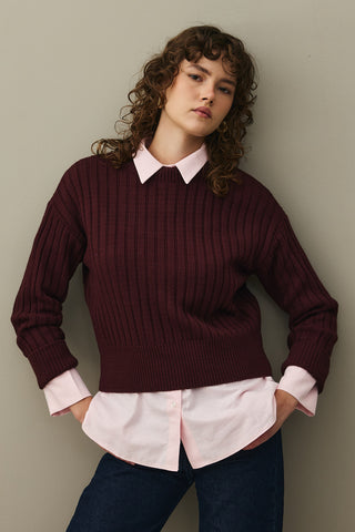 Fitilli Basic Crop Kazak Bordo