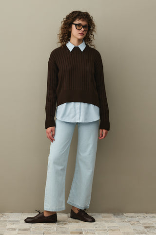 Fitilli Basic Crop Kazak Kahverengi