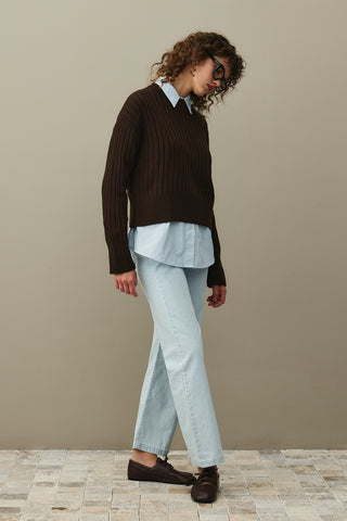 Fitilli Basic Crop Kazak Kahverengi