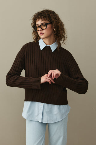Fitilli Basic Crop Kazak Kahverengi