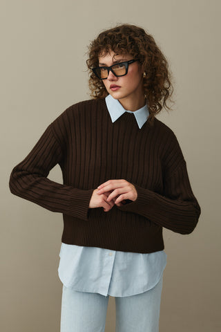 Fitilli Basic Crop Kazak Kahverengi