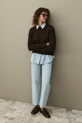 Fitilli Basic Crop Kazak Kahverengi