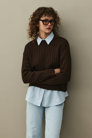 Fitilli Basic Crop Kazak Kahverengi