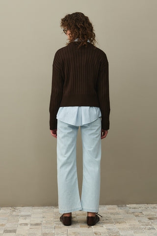 Fitilli Basic Crop Kazak Kahverengi