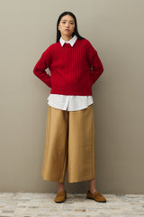 Fitilli Basic Crop Kazak Kırmızı