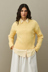 Fitilli Basic Crop Kazak Sarı