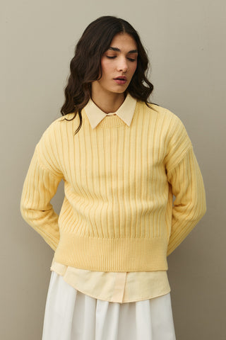 Fitilli Basic Crop Kazak Sarı
