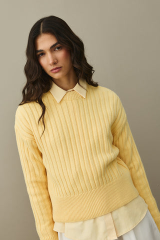 Fitilli Basic Crop Kazak Sarı