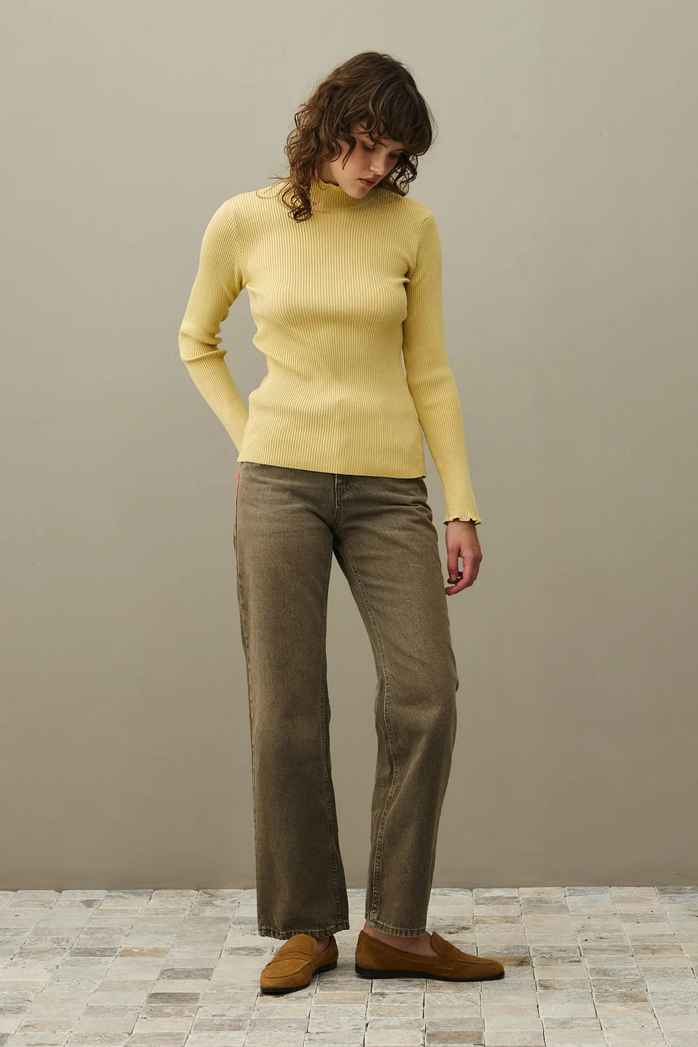 Basic Ribbed Sweater Yellow