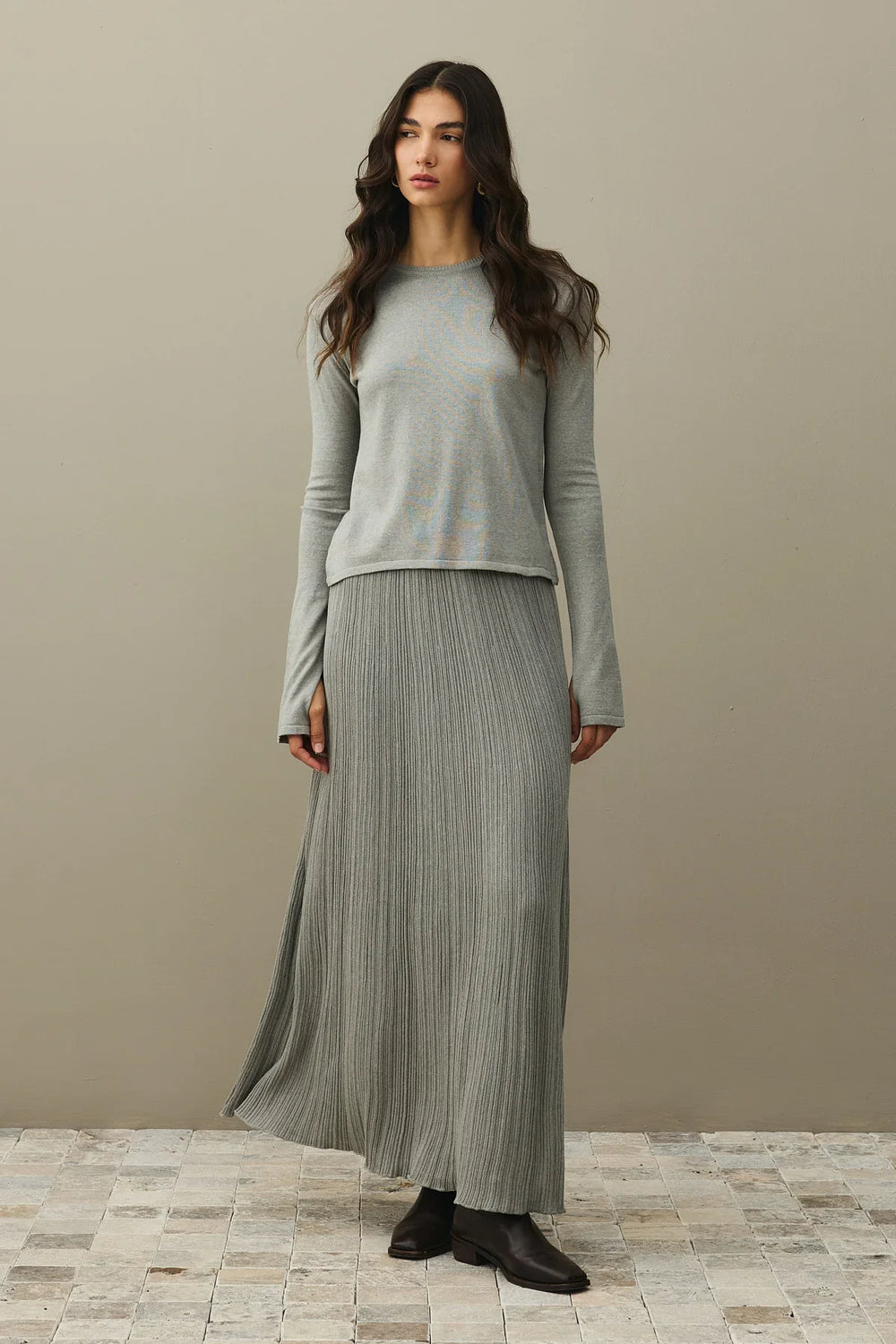 Basic Cotton Corduroy Suit Gray