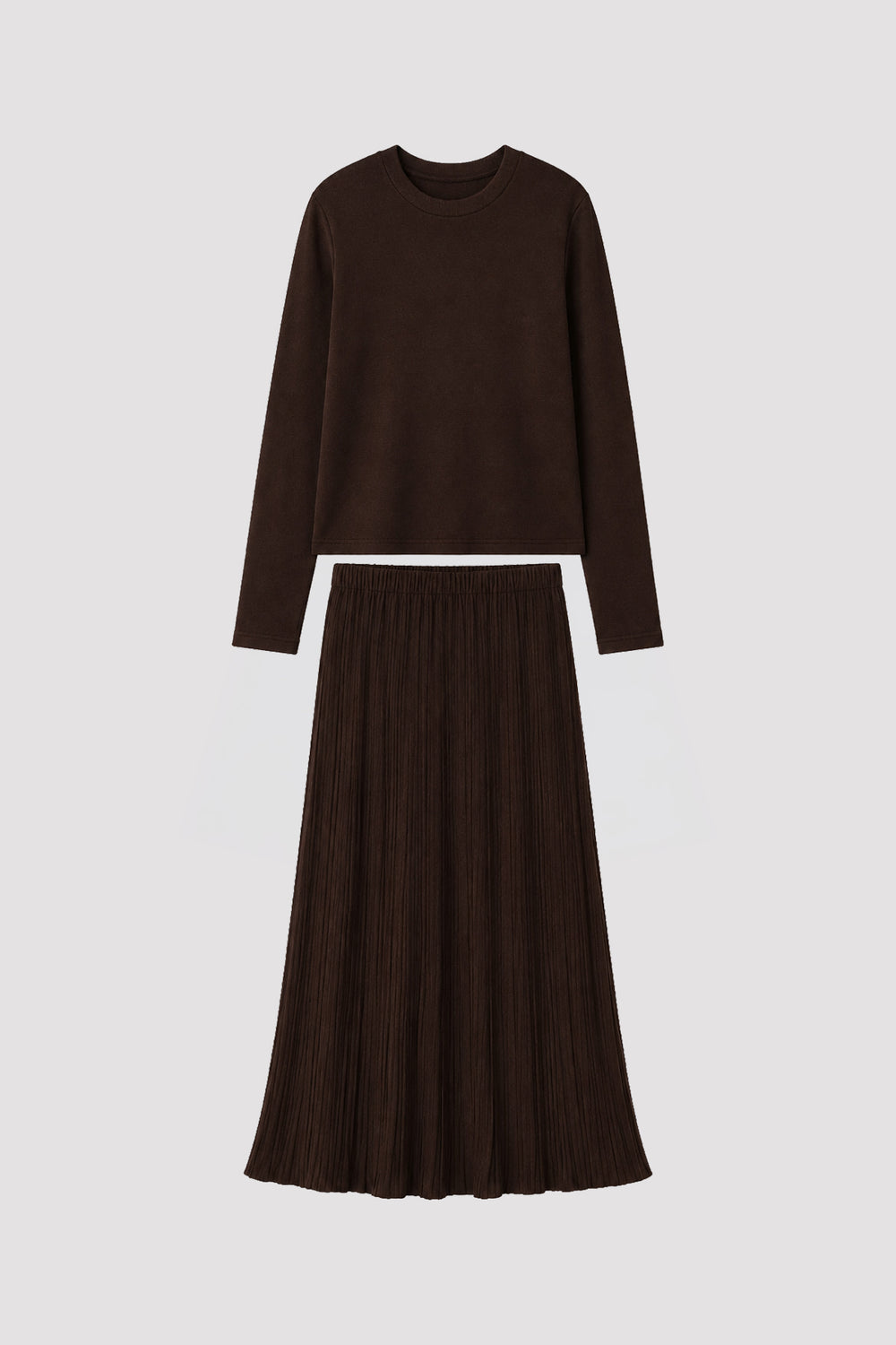 Basic Cotton Ribbed Suit Brown
