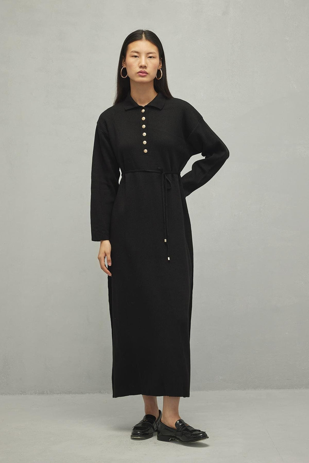 Ribbed Knit Dress Black