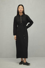 Ribbed Knit Dress Black
