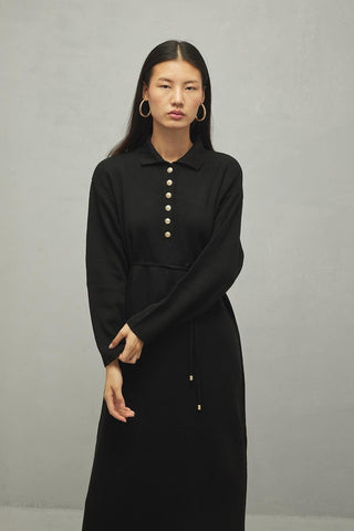 Fitilli Triko Elbise Siyah - Fahhar Design