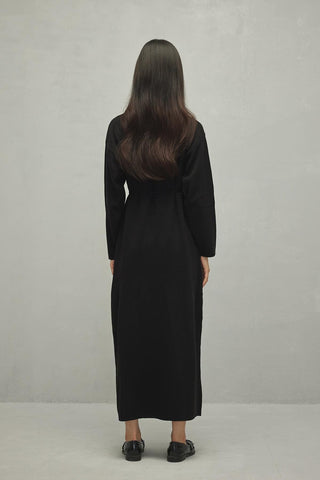 Fitilli Triko Elbise Siyah - Fahhar Design