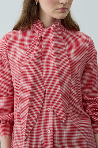 Fularlı Ekose Gömlek Kırmızı