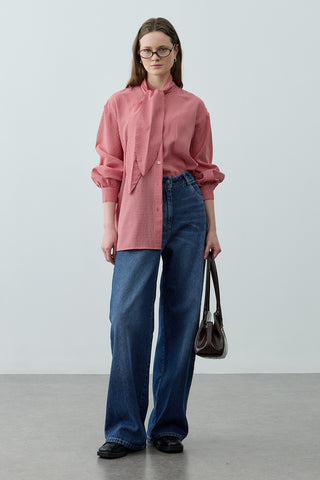 Fularlı Ekose Gömlek Kırmızı