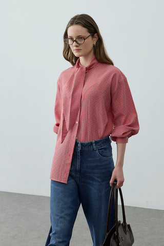 Fularlı Ekose Gömlek Kırmızı