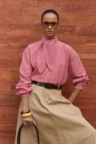 Fularlı Ekose Gömlek Kırmızı