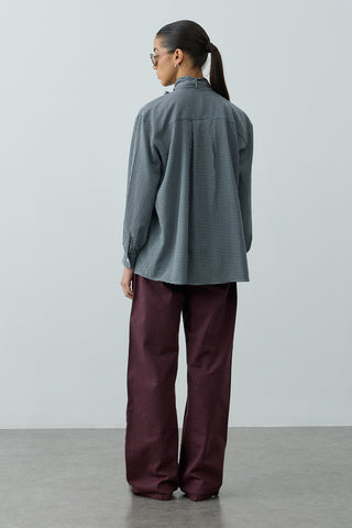 Fularlı Ekose Gömlek Lacivert