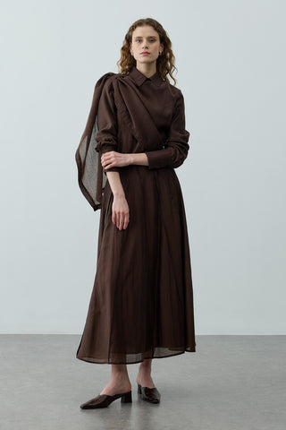 Fularlı Liyosel Etekli Takım Kahverengi