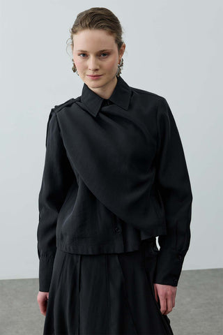 Fularlı Liyosel Etekli Takım Siyah