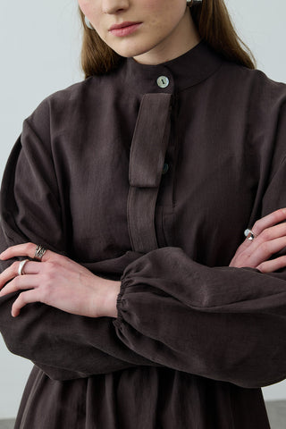 Foulardı Maxi Elbise Acı Kahve