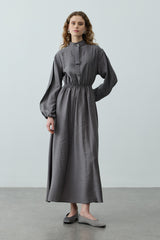 Foulardı Maxi Elbise Antrasit